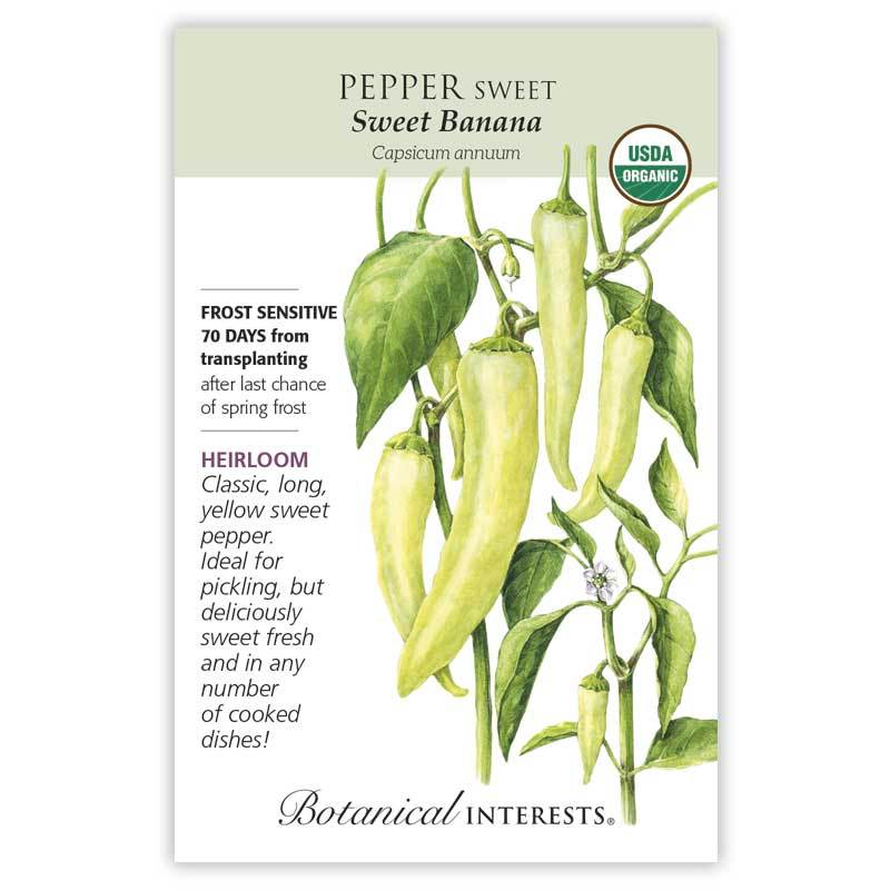 Organically Grown Heirloom Sweet Banana Pepper Seeds-M 016 25 
